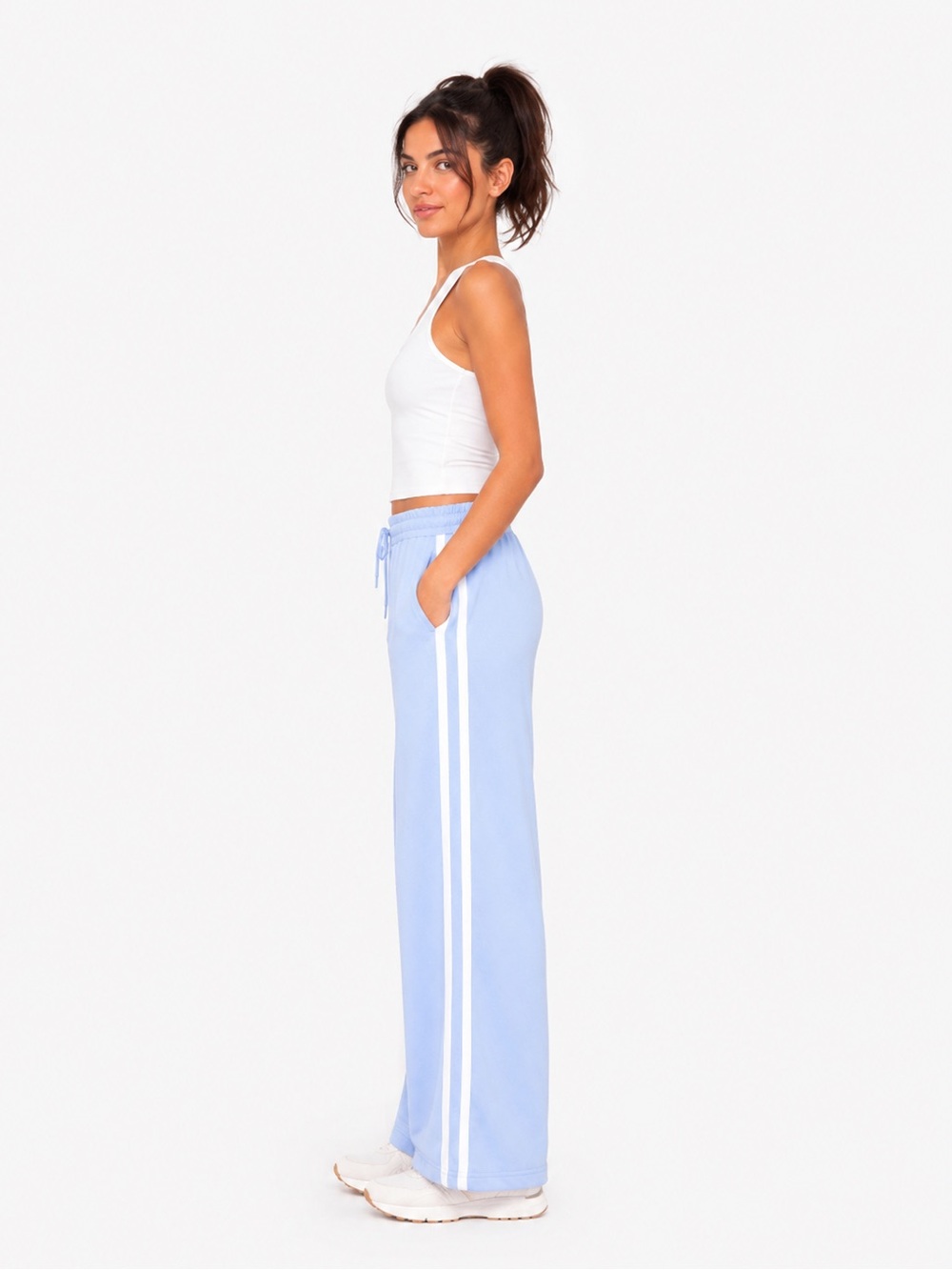 NWT Old Navy High-Waisted SoComfy Wide-Leg Sweatpants Light Blue & White Size SP - Picture 6 of 12